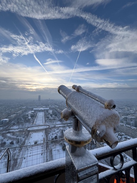 Landscape from the Eiffel Tower under the snow